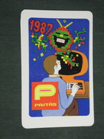 Kártyanaptár,Pajtás ifjúsági,úttörő magazin,újság,grafikai rajzos,1987,   (3)