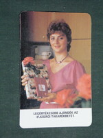 Kártyanaptár, Takarékszövetkezet, erotikus női modell,1987,   (3)