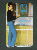 Kártyanaptár, Pécs Konzum áruház, Hidas faüzem konyhabútor, erotikus női modell , 1986,   (3)