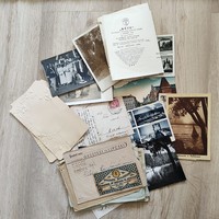 Antique paper lot from 1910-1940s, postcards, photos, letters, etc.