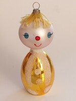Old glass Christmas tree ornament baby blonde girl large glass ornament