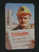 Kártyanaptár, Mecseki ércbányász vállalat, újság, Pécs, 1986,   (3)