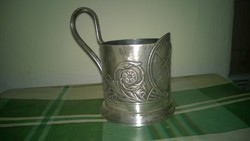 Retro silver-plated samovar cup holder - Russian, with sputniks
