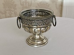 Silver serving bowl with foot