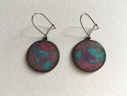 Pink-turquoise fire enamel earrings