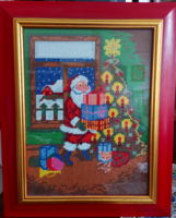 Christmas picture with Santa Claus with tapestry embroidery
