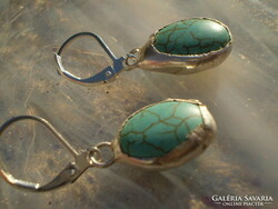 For half! Precious genuine turquoise handmade earrings