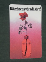 Card calendar, Hungarian Red Cross, flower, rose, 1986, (3)