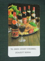 Kártyanaptár, Badacsony borgazdaság, Tihanyi kékfrankos bor,1986,   (3)