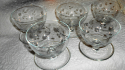 5 old polished glass goblets - rare style integrated with a bowl - the price is for 5 pieces