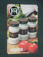 Kártyanaptár, Herbária gyógynövény forgalmi vállalat, Budapest, fűszerek, 1986,   (3)