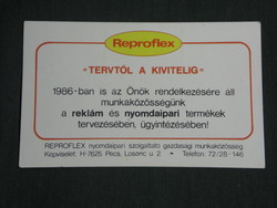 Kártyanaptár, Reproflex reklám nyomda szolgáltató, Pécs,1986,   (3)