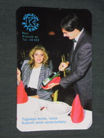 Card calendar, Pécs consumer restaurant, female model, waiter, 1986, (3)