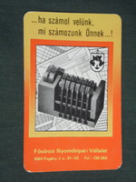Kártyanaptár, Fövárosi nyomdaipari vállalat, Budapest,1986,   (3)