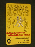 Kártyanaptár, Fővárosi nyomdaipari vállalat, Budapest,grafikai rajzos,1986,   (3)
