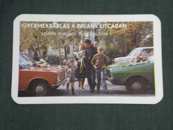 Kártyanaptár, MOKÉP mozi, gyermekrablás a Palánk utcában, Lada, Zsiguli autó, 1986,   (3)