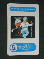 Kártyanaptár, Skála Coop áruház Szolnok, reklám figura, baba, 1986,   (3)