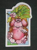 Kártyanaptár, trafik ajándék üzlet, grafikai rajzos, mese figura, majom,1987,   (3)
