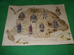 Antik jellegű Magyar Vezérek és a Történelmi Magyarország képeslap merített papíron a képek szerint