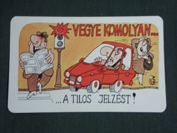 Card calendar, traffic safety council, graphic artist, humorous, 1986, (3)