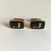 Retro black letter j cufflinks