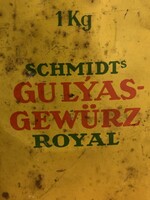 Old metal box of goulash gewürtz from before the royal war