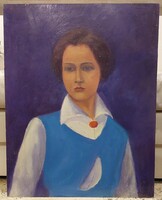 Female portrait painting by Gyula Huszár