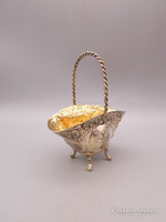Antique floral silver basket