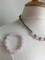 Smoke and rose quartz necklace and bracelet
