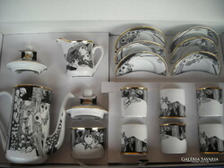 Hollóházi Saxon endre porcelain coffee set (butterfly)