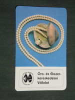 Kártyanaptár, Óra ékszer vállalat, gyöngy nyaklámc,kagyló,1987,   (3)