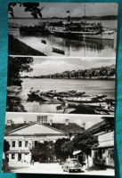 Paks, Táncsics sidewheel steamboat, river bank, ships, peace hostel, running postcard, 1962