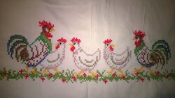 Homemade linen cross-stitch tablecloth 79x79 cm - also available as a gift