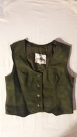 Old Austrian green velor leather dirndl vest