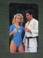 Card calendar, pearl soft drink, Pécs brewery, brewery, erotic female model, 1987, (3)