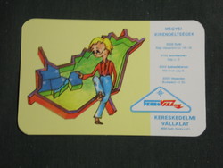 Card calendar, ferrovill industrial goods shops, Győr, graphic artist, 1987, (3)