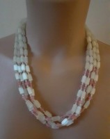 Vintage, four-row, Czech, satin glass necklaces