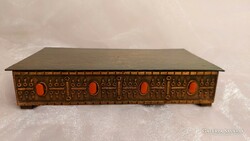 Lingifer applied arts bronze box, with wooden insert, decorated with stones