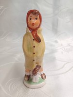 Applied arts little girl with a dog ceramics