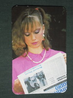 Card calendar, transdanubian diary daily newspaper, newspaper, magazine, erotic female model, 1988, (3)