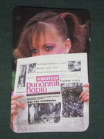Card calendar, transdanubian diary daily newspaper, newspaper, magazine, erotic female model, 1988, (3)