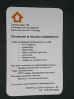 Kártyanaptár, Pécs Újmecsekaljai 1.sz lakásfenntartó szövetkezet ,1988,   (3)