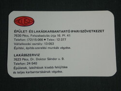 Kártyanaptár, ÉLISZ lakáskarbantartó szövetkezet, Pécs, 1988,   (3)