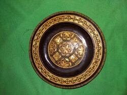 Antique Egyptian hand-carved wooden painted inlaid wall plate ornament 17 cm according to the pictures