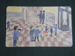 Kártyanaptár, ÁFÉSZ iskolaszövetkezet, iskola büfé, grafikai rajzos, 1988,   (3)