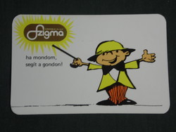 Kártyanaptár,Szigma kereskedelmi vállalat,grafikai rajzos, reklám figura, 1988,   (3)