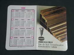 Card calendar, ferroglobus iron and steel company, Budapest, 1988, (3)