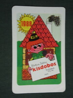 Kártyanaptár, Kisdobos ifjúsági,úttörő magazin,újság,grafikai rajzos,1988,   (3)