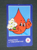 Card calendar, Hungarian Red Cross, graphic cartoon, humorous, drop of blood, 1989, (3)