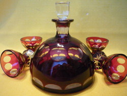 Burgundy polished glass liqueur set